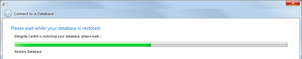 Please wait while your database is restored.